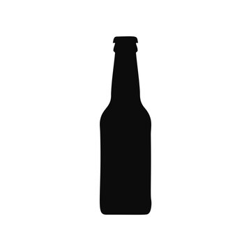 Black silhouette of a classic beer bottle icon