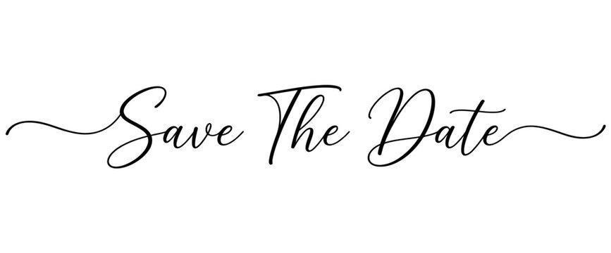 Elegant save the date calligraphy text