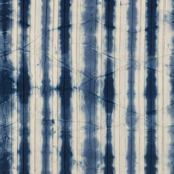 Pleated Stripe Crease Seamless Pattern in Indigo and Ecru Shibori Resist Dye Textile Background