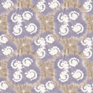 Spiral Swirl Cluster Seamless Pattern in Lavender Grey and Taupe Shibori Resist Dye Textile Background