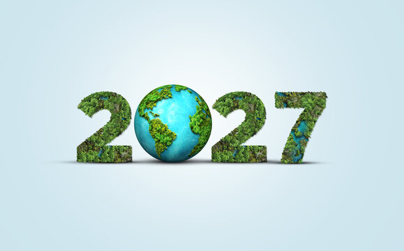 Happy new year 2027 concept background. World environment day 2027 and Earth day 2027 concept.