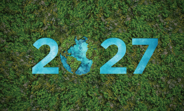Happy new year 2027 concept background. World environment day 2027 and Earth day 2027 concept.