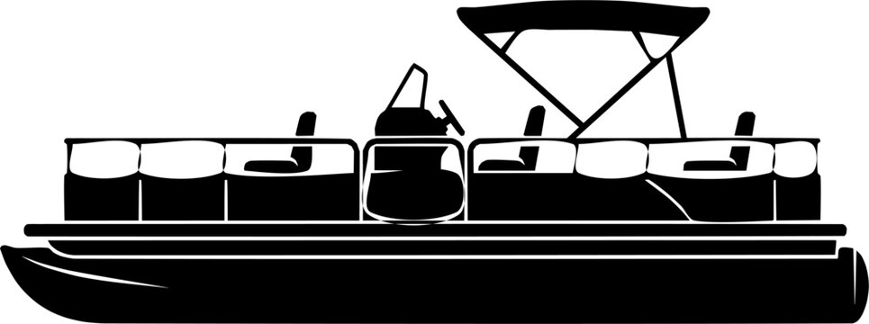 Minimalist Black Silhouette of a Pontoon Boat
