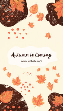 Vertical Cute Autumn Illustrated Title &ndash; Cozy Fall Hand Drawn Leaves  Opener for Short-Form Video