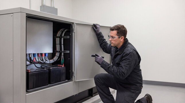 Industrial power generator maintenance and electrical inspection