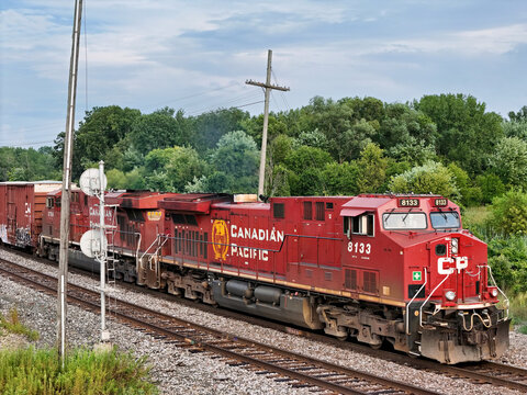Savanna, Illinois August 16, 2026 Canadian Pacific 8133 Locomotive &mdash; GE ES44AC Freight Engine on Midwest Mainline