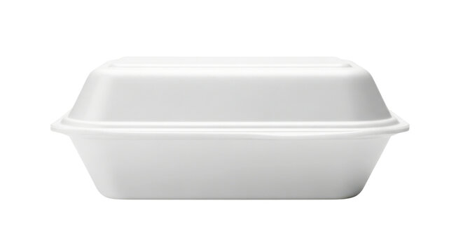 White rectangular styrofoam food container on white background