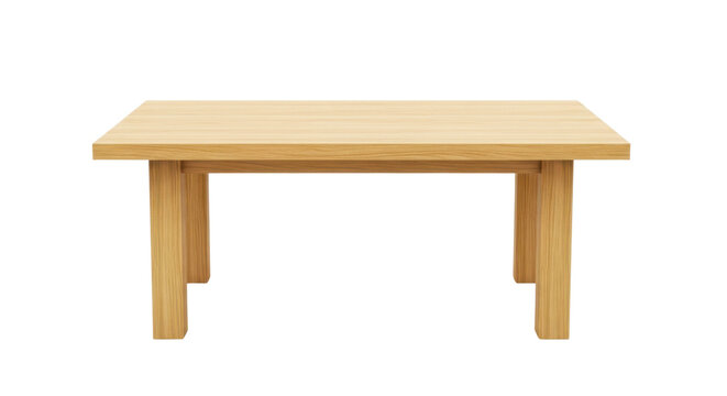 Rectangular light wood coffee table with four thick legs