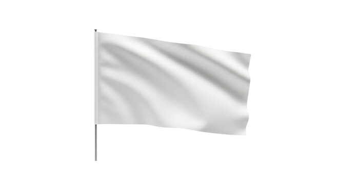 Waving plain white flag isolated on a white background