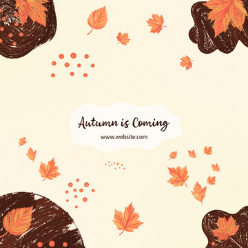 Square Cute Autumn Illustrated Title &ndash; Cozy Fall Hand Drawn Leaves Opener for Social Media