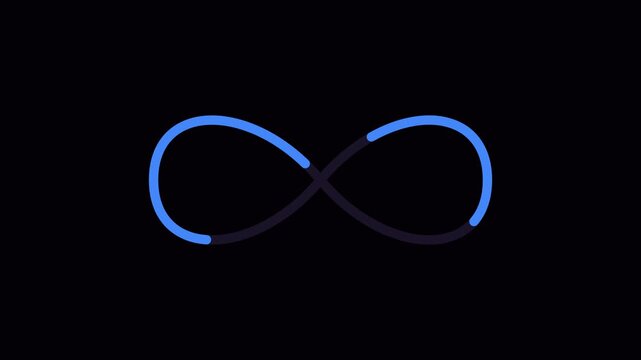 Animated infinity loop symbol with glowing neon lines for digital motion and abstract backgrounds animation 4k