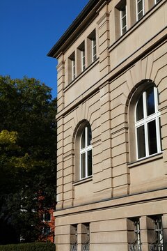 Monumental university architecture. Cologne University of Applied Sciences in Germany. German language: Technische Hochschule Koeln or TH Koeln.