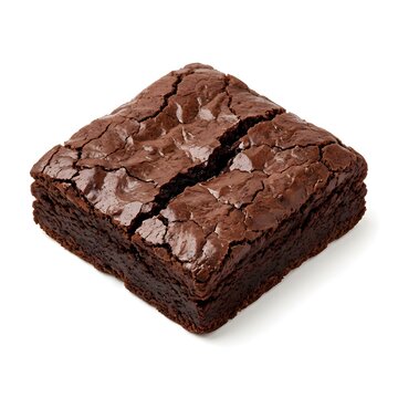 Rich Homemade Chocolate Brownie with Deep Cracks and Glossy Fudgy Texture on Clean White Background