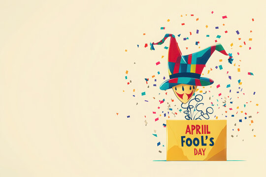 April Fools Day Jester Hat Surprise Box Illustration