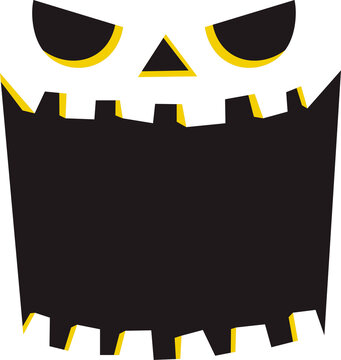 Jack O Lantern pumpkin face with large mouth empty space for text clip art. 