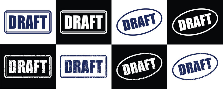 Draft rubber stamp collection vector illustration set