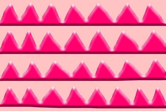 Abstract 3D Claymorphic Hot Pink Sawtooth Zigzag Background