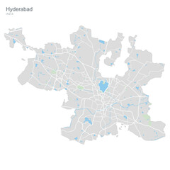 Obraz premium Detailed Map of Hyderabad City, India - Urban Planning and Geographic Overview