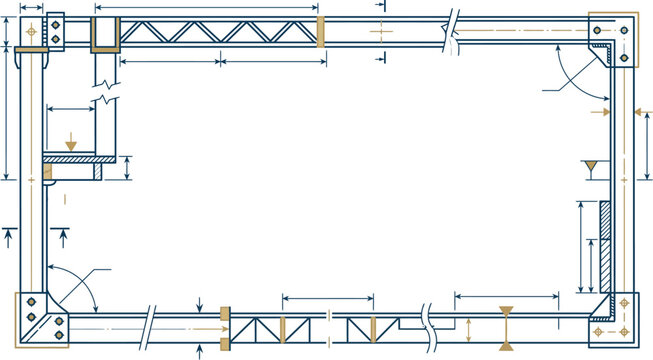 Detailed technical drawing frame with precise measurements ideal blueprint border for engineering plans and industrial design projects