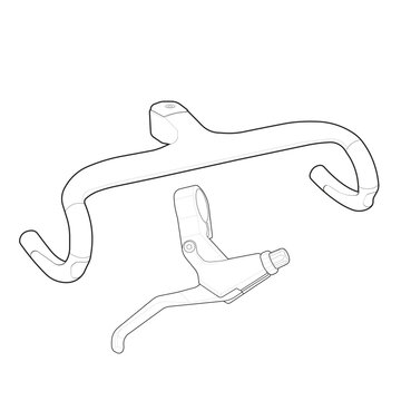 Bicycle road handlebar control assembly featuring an integrated brake lever and gear shifter for cycling, maintenance, repair and replacement applications.