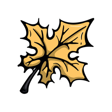 Autumn maple leaf icon. Hand drawn doodle clipart for Oktoberfest decor, seasonal celebration, German festival and fall illustration.