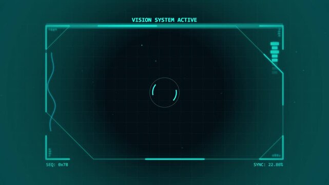 futuristic heads up display HUD interface, targeting reticle and data grid, digital screen overlay, sci fi technology, blue glowing elements