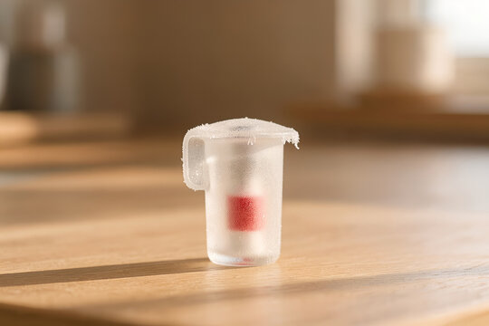 Frosted glass cabinet knob on sunlit Scandinavian kitchen counter