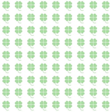 Pale Green Four Leaf Clover Pattern on White