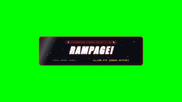 Cyberpunk Kill Streak Dominating Alert UI on Green Screen