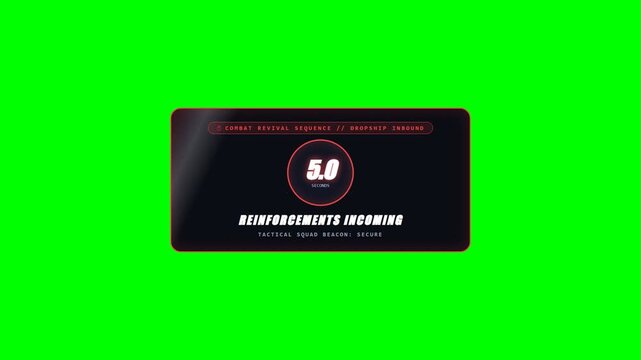 Cyberpunk Respawn Countdown Timer UI on Green Screen