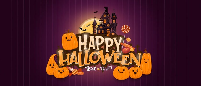 Festive spooky Halloween graphic design or celebration scene creatively composed