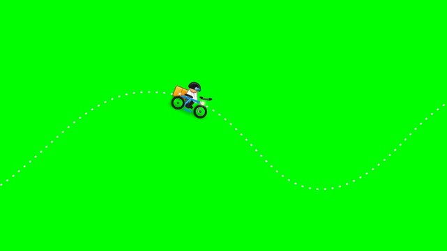 Delivery couriers riding motorcycles on green screen background