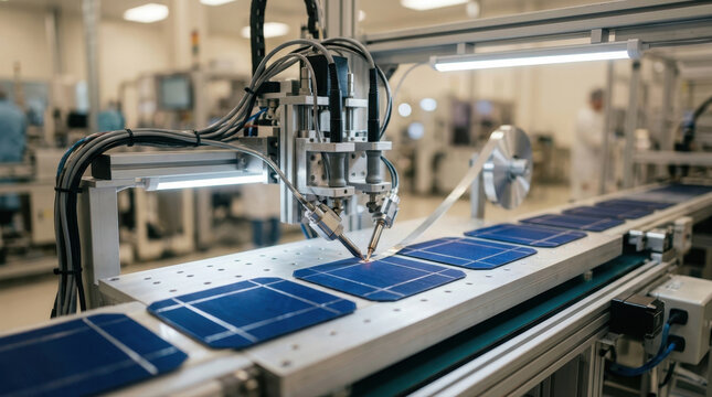 Automated robotic assembly line manufacturing electronic components in a fac