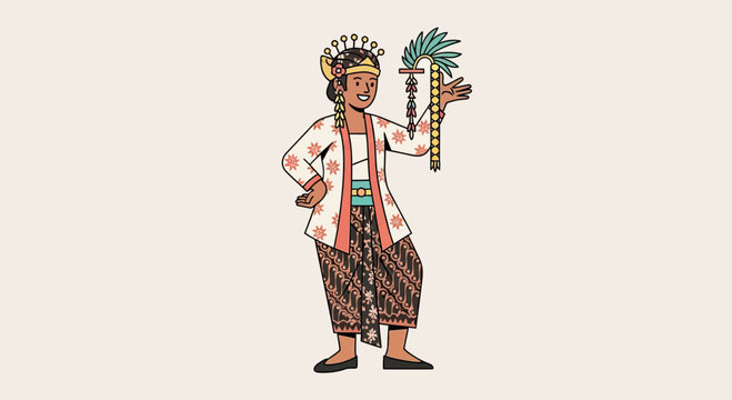 Man wearing traditional Indonesian Javanese costume and batik.