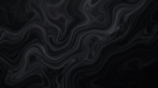 Abstract dark liquid marble texture with flowing grey smoke patterns
