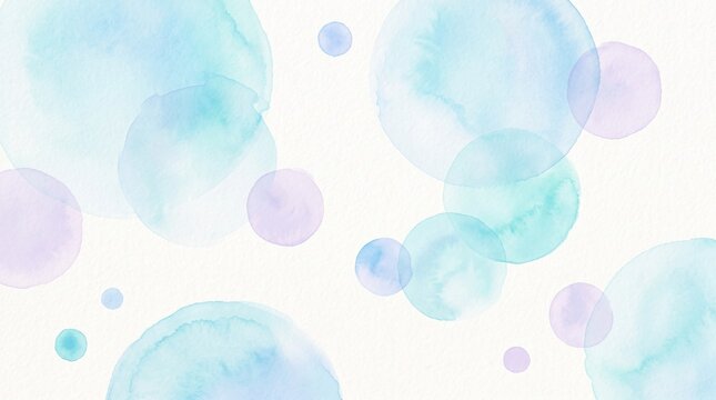 Abstract watercolor circles background with soft blue and purple washes