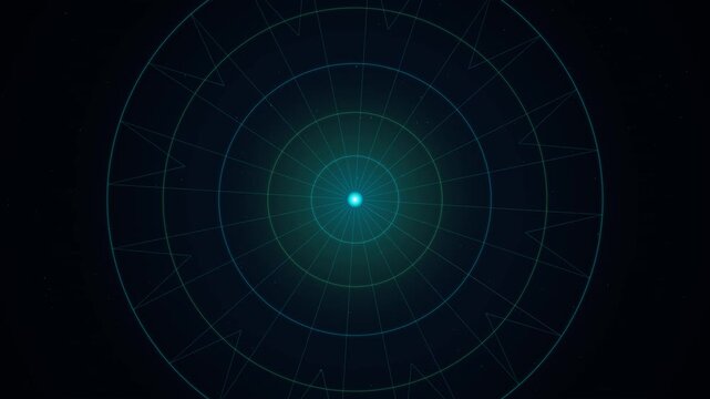Abstract Glowing Blue Cyan Energy Orb Expanding with Concentric Circles on Dark Background
