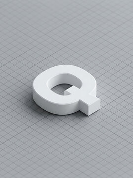 3d white letter q on grid surface for design projects