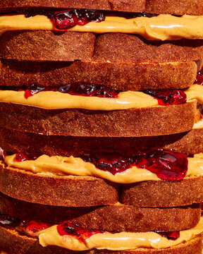 Close-Up Peanut Butter and Jelly Sandwich
