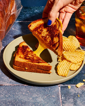 Grilled Cheese Sandwich with Crispy Potato Chips