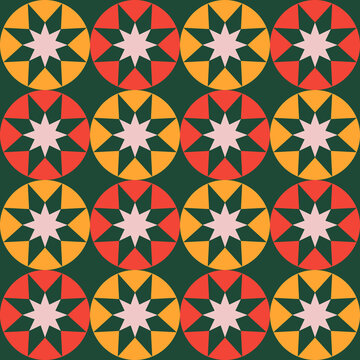 Seamless pattern with geometric Christmas balls
