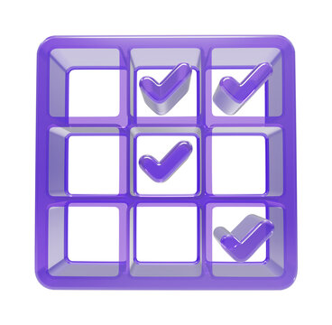 Purple tic mark grid with empty squares on transparent background