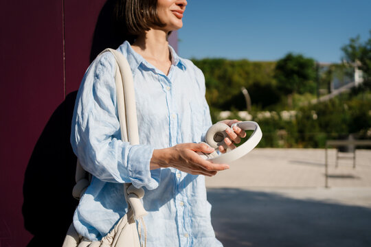 A woman taking a break and enjoying the sun