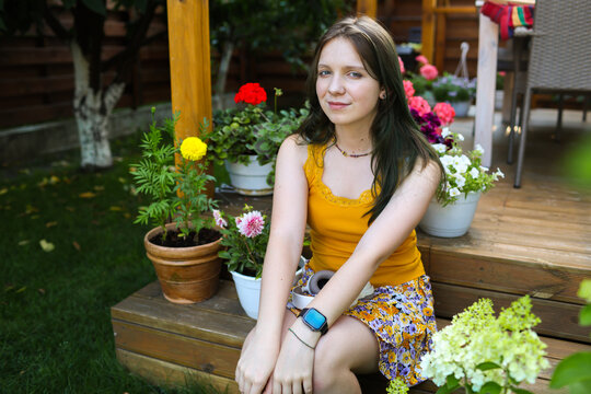 teenage girl on the nature