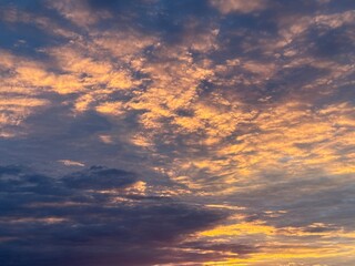 Fototapeta premium Fantastic sunset sky, colorful clouds, natural sunset sky background