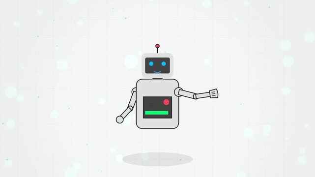 Friendly Cute Robot Character Waving Hello