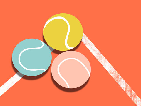 Tennis Balls on clay tennis court