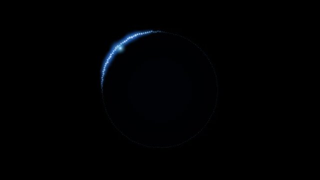 Abstract glowing blue circular particles on black background