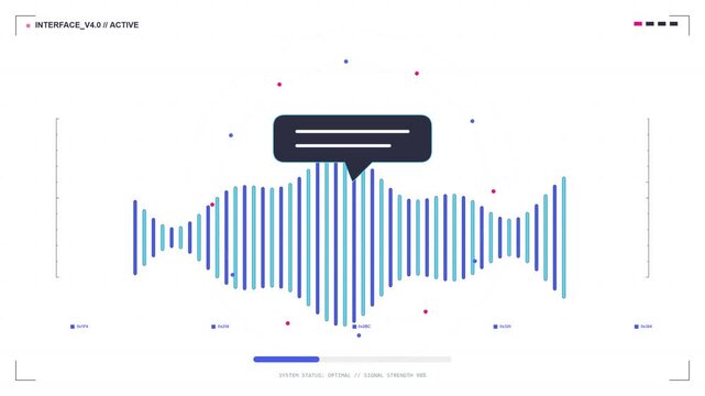 Futuristic Voice Assistant Interface with Dynamic Sound Wave and Speech Bubble Motion Graphic