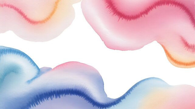 Soft pastel watercolor wash background featuring flowing organic shapes with vibrant pink and blue paint strokes
